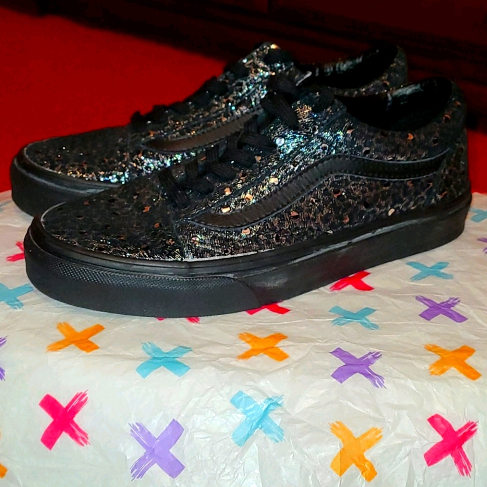 Vans Black Velvet Cheetah size 6.5 womens